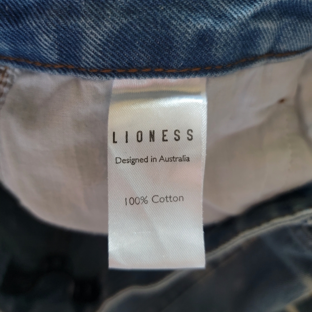 Lioness Tie-Dye Split Hem High Rise‎ Straight Leg Jeans Size 2 Tall 100% Cotton - Picture 9 of 10